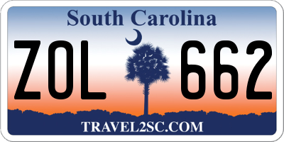 SC license plate ZOL662