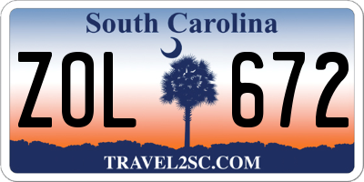 SC license plate ZOL672