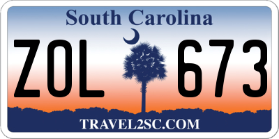 SC license plate ZOL673