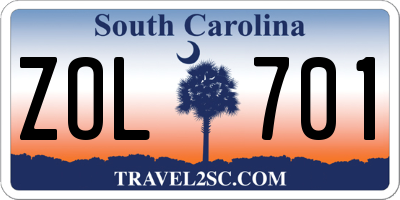 SC license plate ZOL701