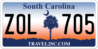 SC license plate ZOL705