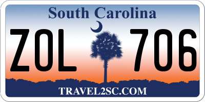 SC license plate ZOL706
