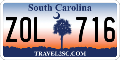 SC license plate ZOL716