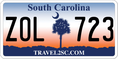 SC license plate ZOL723