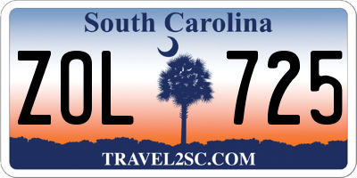 SC license plate ZOL725