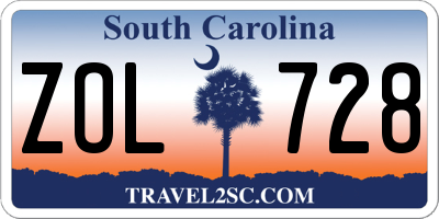 SC license plate ZOL728