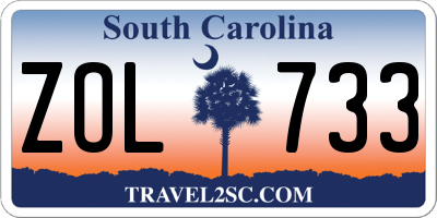SC license plate ZOL733