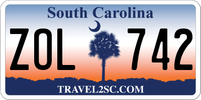 SC license plate ZOL742