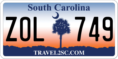 SC license plate ZOL749