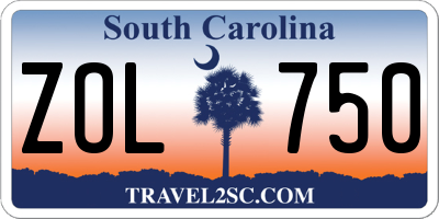 SC license plate ZOL750