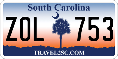 SC license plate ZOL753