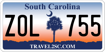 SC license plate ZOL755