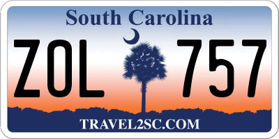 SC license plate ZOL757