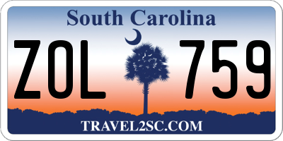 SC license plate ZOL759