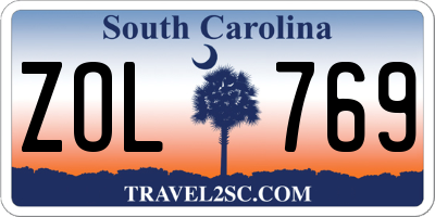 SC license plate ZOL769