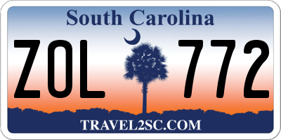 SC license plate ZOL772