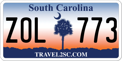SC license plate ZOL773