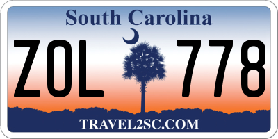 SC license plate ZOL778