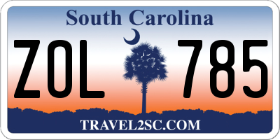 SC license plate ZOL785