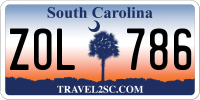 SC license plate ZOL786