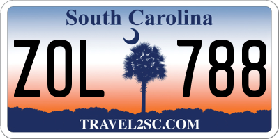 SC license plate ZOL788