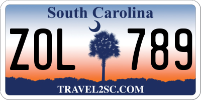 SC license plate ZOL789