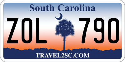 SC license plate ZOL790