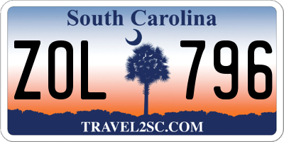 SC license plate ZOL796