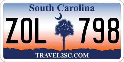 SC license plate ZOL798