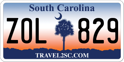 SC license plate ZOL829