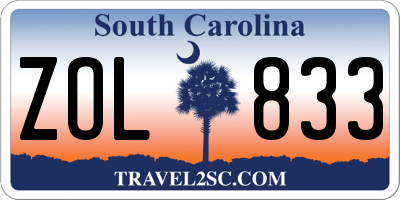 SC license plate ZOL833
