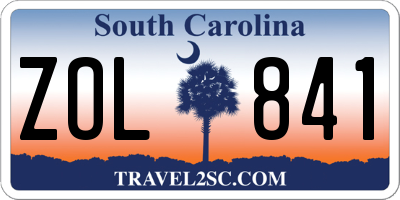 SC license plate ZOL841