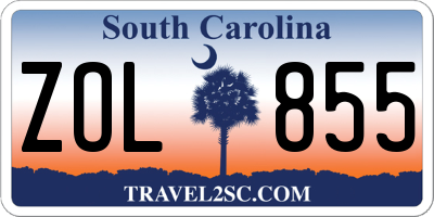 SC license plate ZOL855