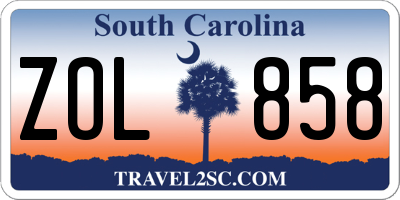 SC license plate ZOL858