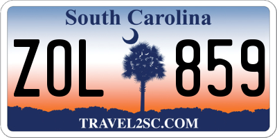 SC license plate ZOL859