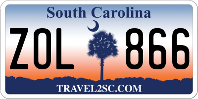SC license plate ZOL866