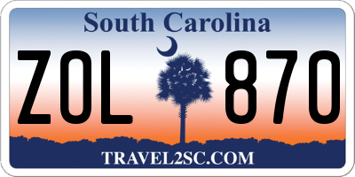 SC license plate ZOL870