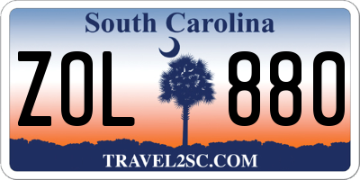 SC license plate ZOL880