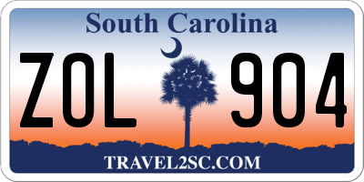SC license plate ZOL904