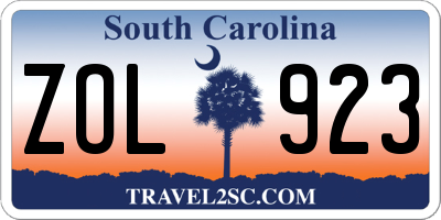 SC license plate ZOL923