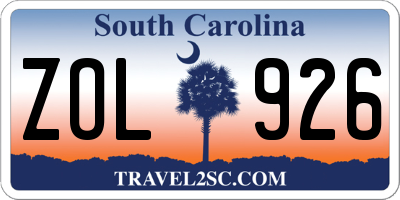SC license plate ZOL926