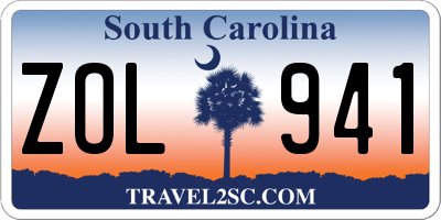 SC license plate ZOL941