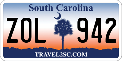 SC license plate ZOL942