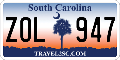 SC license plate ZOL947