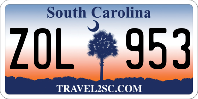 SC license plate ZOL953