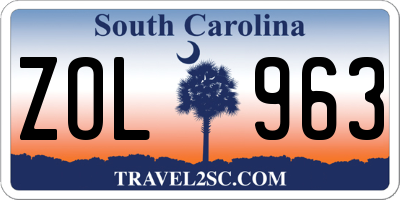 SC license plate ZOL963