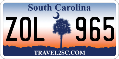 SC license plate ZOL965