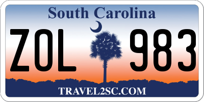 SC license plate ZOL983