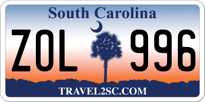 SC license plate ZOL996