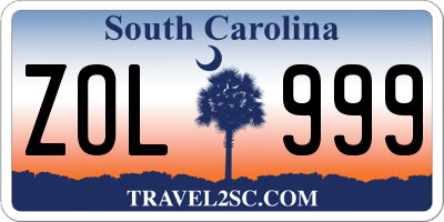 SC license plate ZOL999